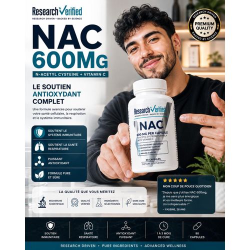 NAC 600 mg avec Vitamine C – 90 Capsules Premium