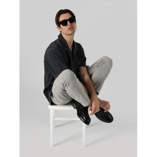 Chemise manche courte en jeans pour homme - bleu