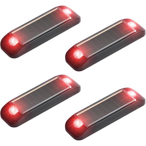 Lot de 2 Pièces Lampes LED Solaire Clignotantes Auto Moto Signalisation Nuit Étanche Sans Fil