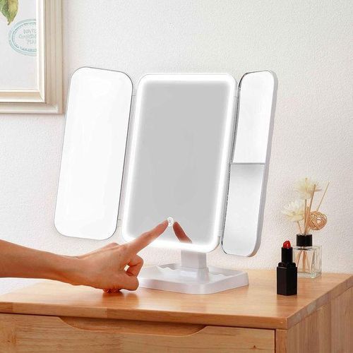 Miroir LED Trifold avec Rotation 180° et Touch Control.