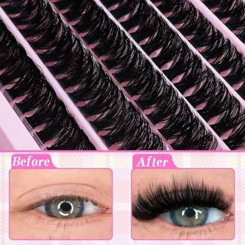 Lot de 200 cils individuels en 10 rangées 80D 8-16 mm Faux cils individuels