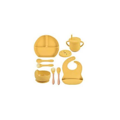 Coffret repas bébé en silicone, double couvercles.