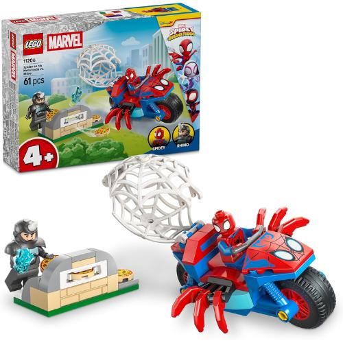 Spidey sur sa Moto Contre Rhino 11206- Jouet pour garçon ou fille dès 4 ans, Jouet de Construction pour Enfants 61 pièces