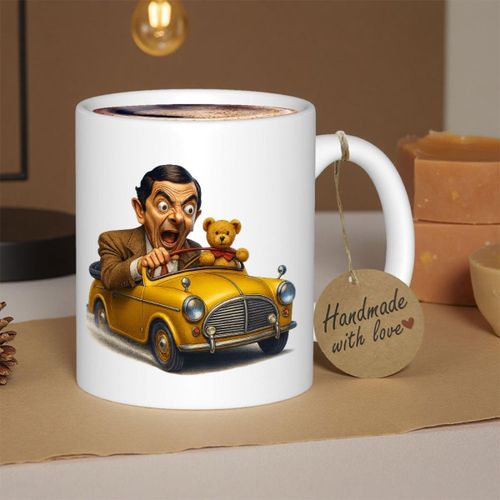 1 tasse vintage Mr. Bean & Teddy Bear - Collection iconique de la série comique britannique, mug à café avec poignée antidérapante pour lave-vaisselle et cadeau idéal pour les fans