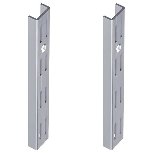 Lot de 2 - Crémaillère Double Aluminium Blanche - Support Mural pour Étagères - Usage Domestique et Professionnel