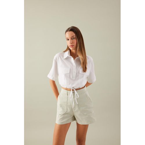 Blouse à manches courtes Court Femme Blanc
