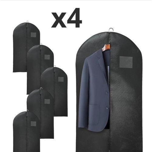 مجموعة من 4 أكياس تخزين فاخرة للملابس/البدلات (أسود)