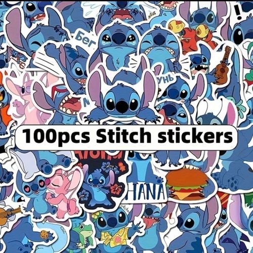 Pack 100 Feuilles Stickers Stitch Roses – Autocollants Mignons pour Téléphone, Valise, Cahier & Décoration