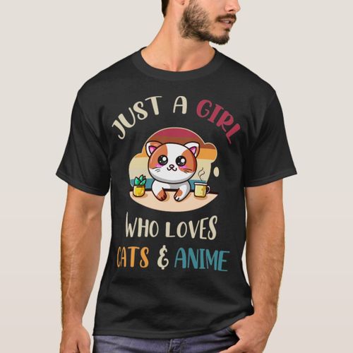 Otaku Just A Girl Who Loves Cats And Anime T-Shirt