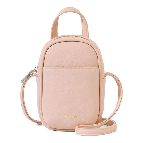 Sac Bandoulière Rose En Similicuir - Petit Format Compact - Pour Femme / Fille - Avec Poche Extérieure