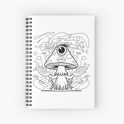 Champignon psychédélique avec un seul œil – Art surréaliste Cahier à spirale Adult Coloring Book