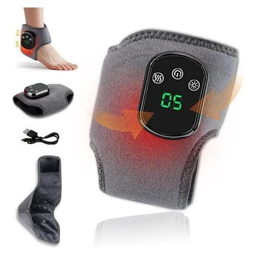 Masseur Pieds 3 en 1 Chauffant et Vibrant 3 Modes de Vibration 5 Niveaux de Chaleur Masseur Chevilles Portable Rechargeable Soulagement Fatigue Neuropathie Douleurs Plantaires Gris