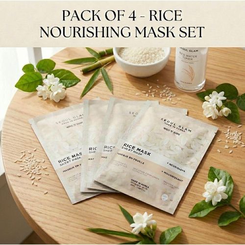 Pack Routine Éclat - Lot de 4 Masques en Tissu au Riz - Hydratation et Teint Lumineux