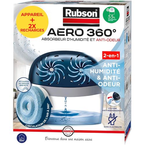 Absorbeur d'humidité AERO 360 40m² + recharges - Deshumidificateur Purificateur d'air