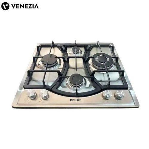 Plaque de cuisson électrique avec 4 brûleurs à gaz, adaptable encastrable, de 60 cm en acier inoxydable de qualité supérieure.