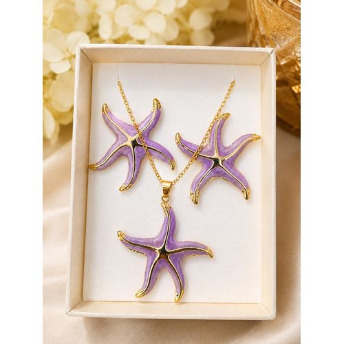 Parure Étoile de Mer Violette & Dorée – Élégance Unique