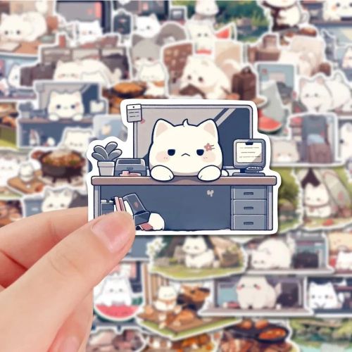 Kawaii Animal Cats Stickers Aesthetic Decoration Decals DIY Phone Laptop Cute for Kids set\30 pcs