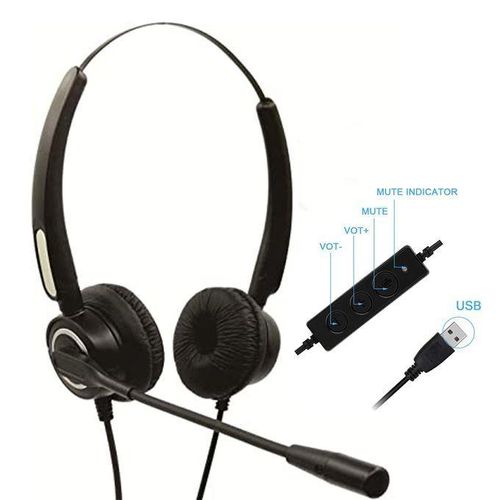 Casque pour Centre D'appels léger USB avec avec Suppression du Bruit et Microphone pour Ordinateur