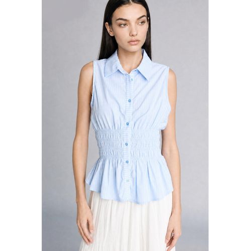Chemise sans manches Coupe près du corps Femme Bleu clair