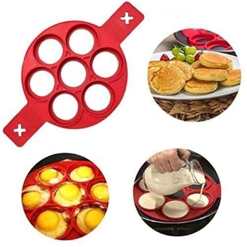 Moule en Silicone Multifonction 7 Trous – Cuiseur d’Œufs & Pancakes Antiadhésif, Résistant à la Chaleur, Idéal Petit-Déjeuner