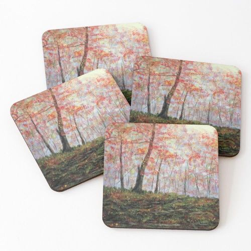 4 Dessous de Verre Aube brumeuse d'automne sous tasse unique