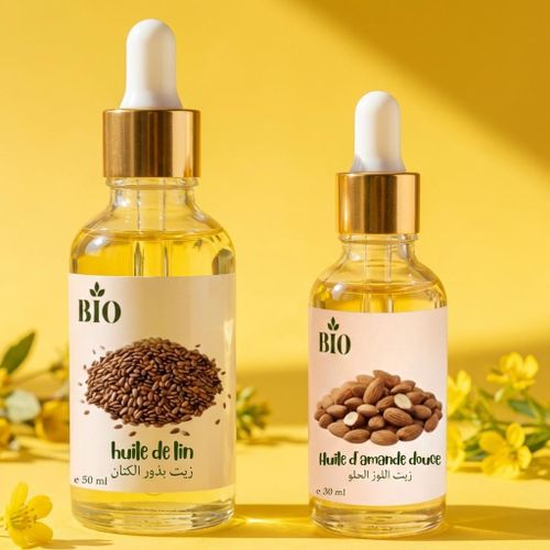 Pack x2 Huile de lin 50 ml et Huile de amande douce 30 ml naturel