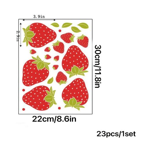 23 pièces Autocollants Muraux Style Bohème Fraise, Décorations Murales PVC Fruits Mignons Amovibles, Idéal pour la Rentrée Scolaire, l'Aïd, la Fête des Mères, la Saint-Valentin, Décoration pour Chambre, Dortoir, Cuisine, Salle à Manger, Salle de Jeux, B
