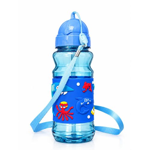 Gourde enfant avec sangle de transport et bouchon sécurisé – Motif animaux marins