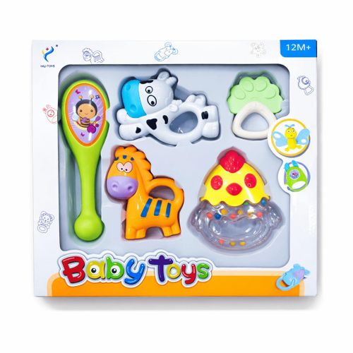 Set Jouets Bébé Éducatifs 5 Pièces +12 Mois – Anneaux de Dentition Sécurisés – Jouets Sensoriels Sonores – Développement Moteur et Sensoriel