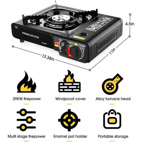 Mini réchaud de camping portable à carburant dual propane et butane avec allumage électronique et brûleur en laiton - Idéal pour les excursions en plein air