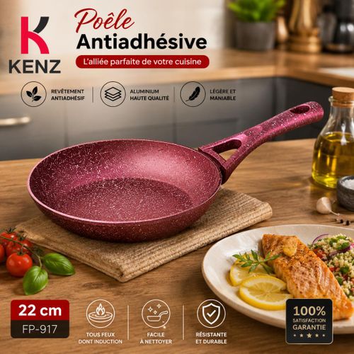 Poêle en Granite 22 cm Revêtement Antiadhésif Multi-Couches Compatible Induction, FP-917