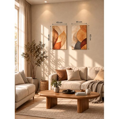 Ensemble de 2 tableaux décoratifs Art botanique contemporain Naturel Minimaliste Chaleureux