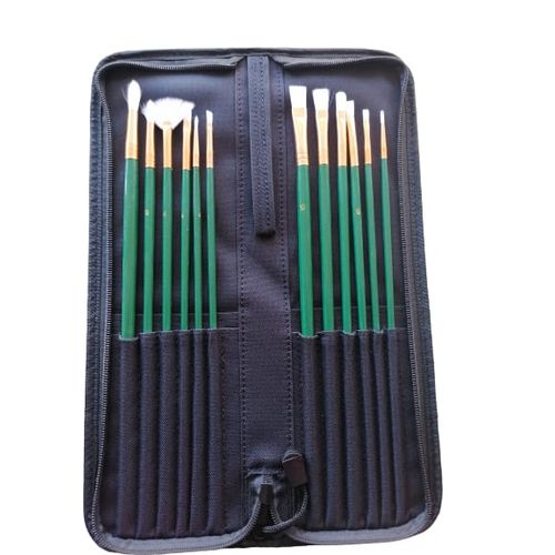 Ensemble de 12 pinceaux avec leurs pochette pour peinture fine Artistique