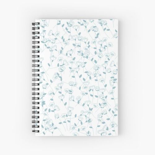 Blue Floral Print Spiral Notebook Bloc note