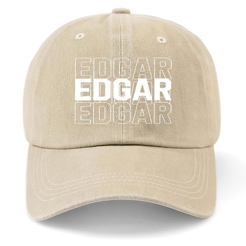1 pièce, Casquette de baseball vintage délavée réglable avec texte EDGAR - Polyester léger non extensible, style décontracté, cadeau parfait pour la fête des Pères, chapeau de la fête des Pères Casquette vintage délavée Casquette légère