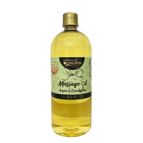Huile de Massage Naturelle à l'Argan du Maroc & Eucalyptus – 1L – Relaxante, Hydratante & Revitalisante