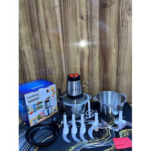 Hachoir Électrique Inox 304 2L 1500W, hachoir viande et légumes multifonction, double bol inox, 2 vitesses, mixeur cuisine puissant