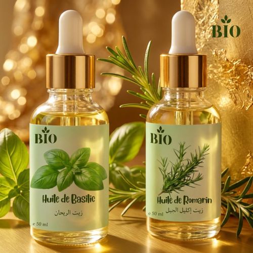 Huile de basilic 50 ml et Huile de romarin 50 ml nutrition intense