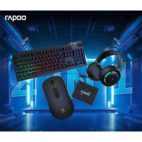 V125S 4-in-1 Gaming Set, 104-Key Membrane Keyboard, 12800 DPI Gaming Mouse, RGB Gaming Headset, Gaming Mouse Pad, 7 Programmable Mouse Buttons, Adjustable Backlight, Wired USB