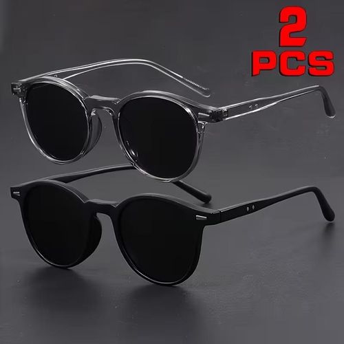Ensemble de 2 pièce de lunettes de mode rondes rétro pour femmes/hommes