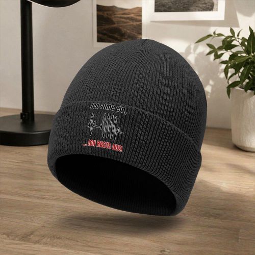 Chapeau d'extérieur tendance Ich Atme Ein pour hommes, bonnet tricoté sans bordure, unisexe pour l'automne/hiver, chapeau de froid, bonnet décontracté d'extérieur, chapeau de cyclisme d'extérieur, bonnet tricoté essentiel pour les activités de plein air