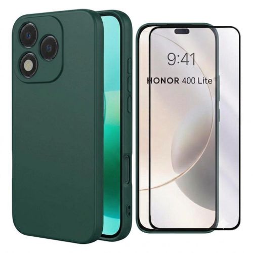 pochette pour Honor 400 Lite Silicone avec Protecteur Écran :vert