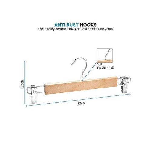Cintre à Pinces pour Pantalons et Jupes en Bois Naturel et Métal
