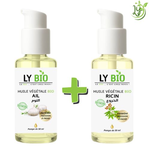 PACK HUILE AIL 50ML - POMPE + HUILE RICIN 50ML - POMPE