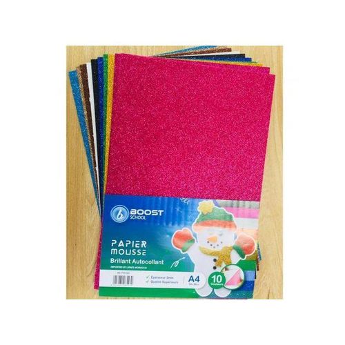 LOT DE 10 FEUILLES PAPIER MOUSSE BRILLANT AUTOCOLLANT A4