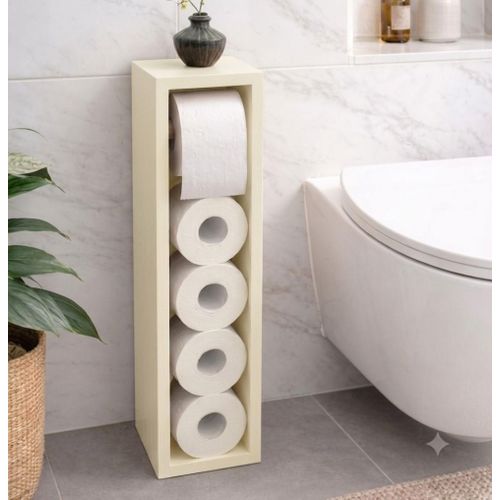 Porte Papier Hygiénique en Bois 50*15 cm (blanc cassé )