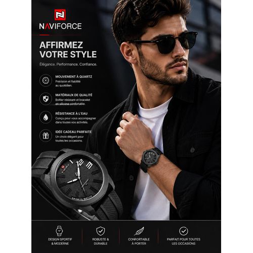Montre Homme Sport – Design Moderne et Élégance Noire
