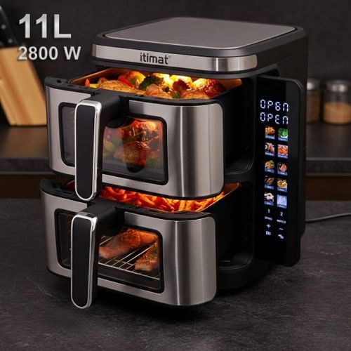 Air fryer-Friteuse à Air Double Compartiment Professionnelle-ITIMAT – 11L / 2800W-satisfait ou remboursé
