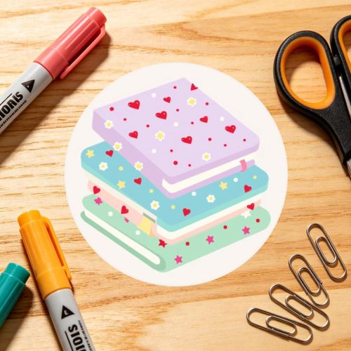 24pcs 48pcs Piles de Bureau Mignonnes, Motif Livre Pastel Violet Bleu Vert Cœur Étoile Fleur pour Cahier Scolaire Agenda Planning Décoration
