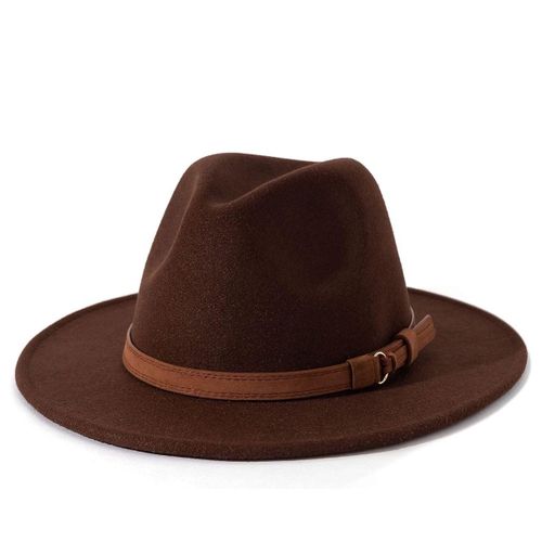 Chapeau Fedora pour hommes et femmes,accessoires en feutre jazz avec boucle